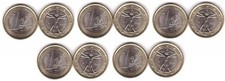 Italy - 5 pcs х 1 Euro 2002